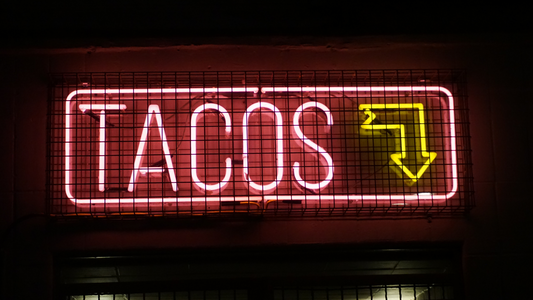 Tacos Sign in Lights