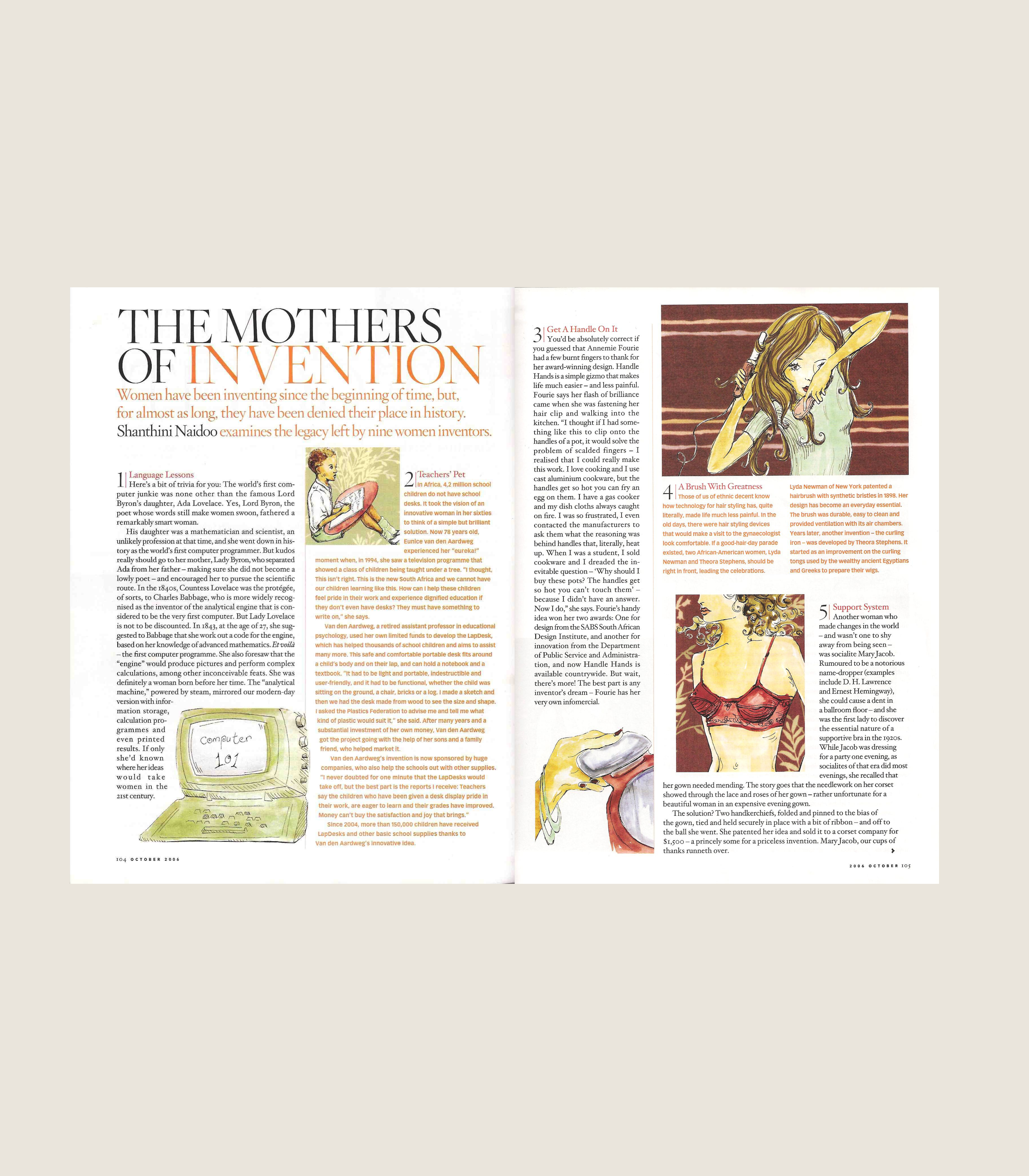 Article written about women who have had the AHA moment invention. The article features Annemie Fourie's invention, PebbleGrip.