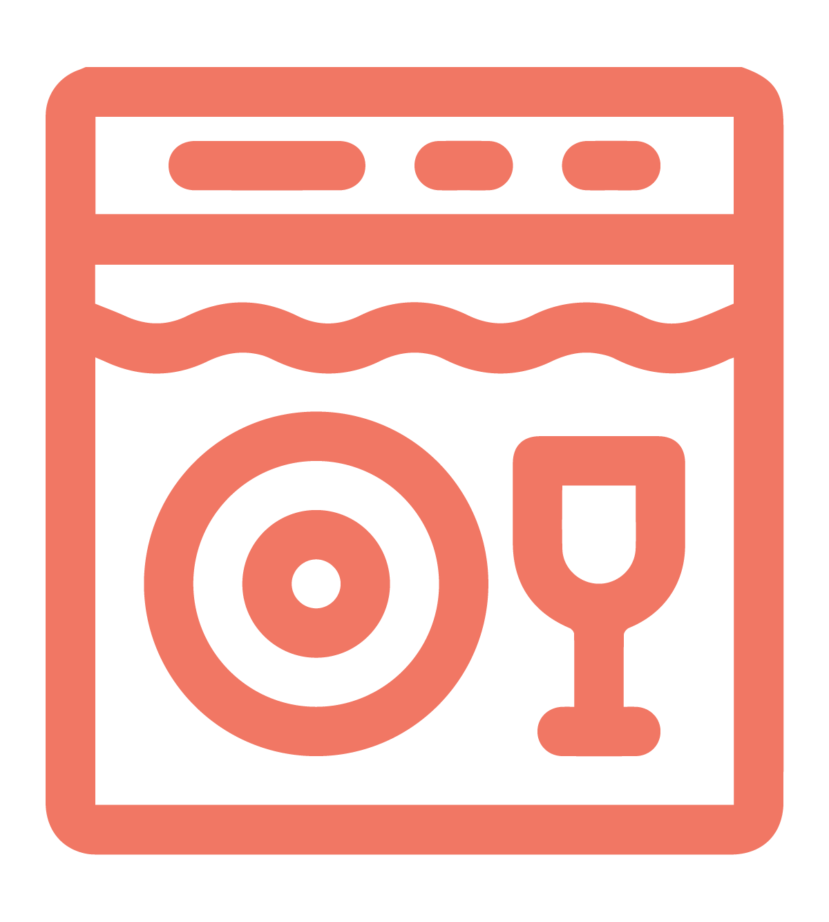 Illustration showing PebbleGrip's unique points: dishwasher friendly and easy to clean.