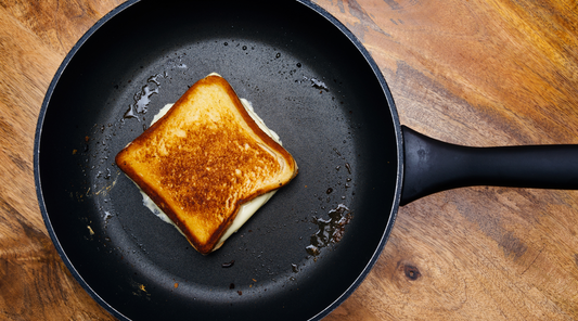 Toasted cheese on a pan