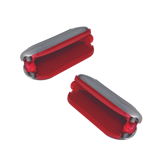 PebbleGrip in Red. Gray casing, with red silicone. 